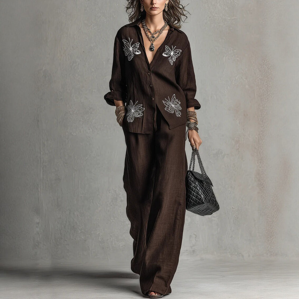 Women's Blouse and Wide-Leg Pants Set