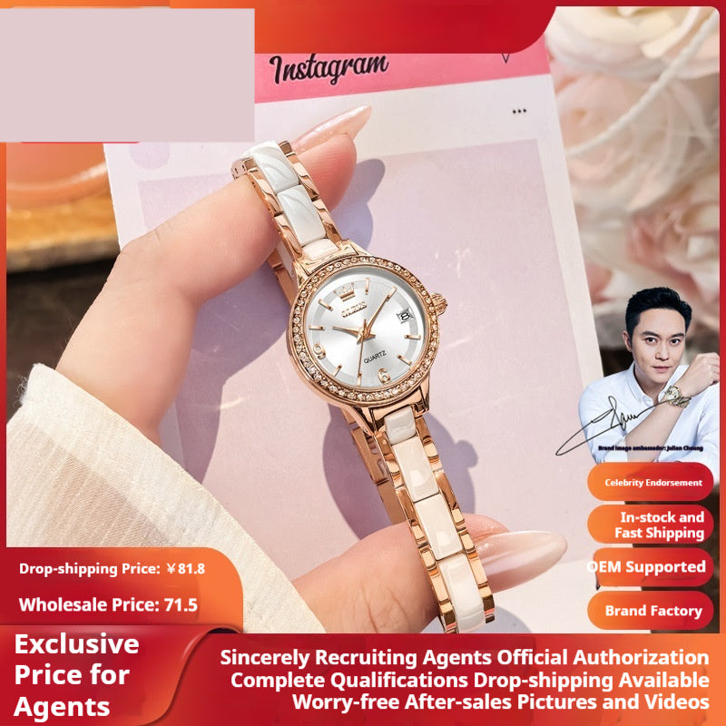 Montre femme d'Ouliishi avec un bracelet en céramique