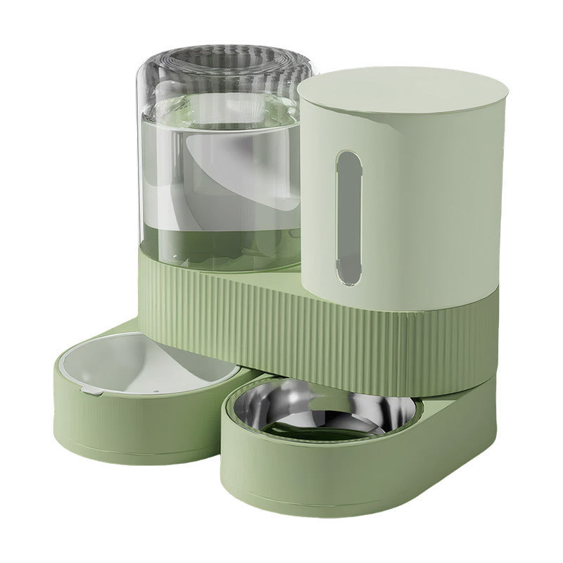 Gravity Cat Feeder 2 Pack Automatic Food Feeder and Water Dispenser Set Detachable Pet Bow