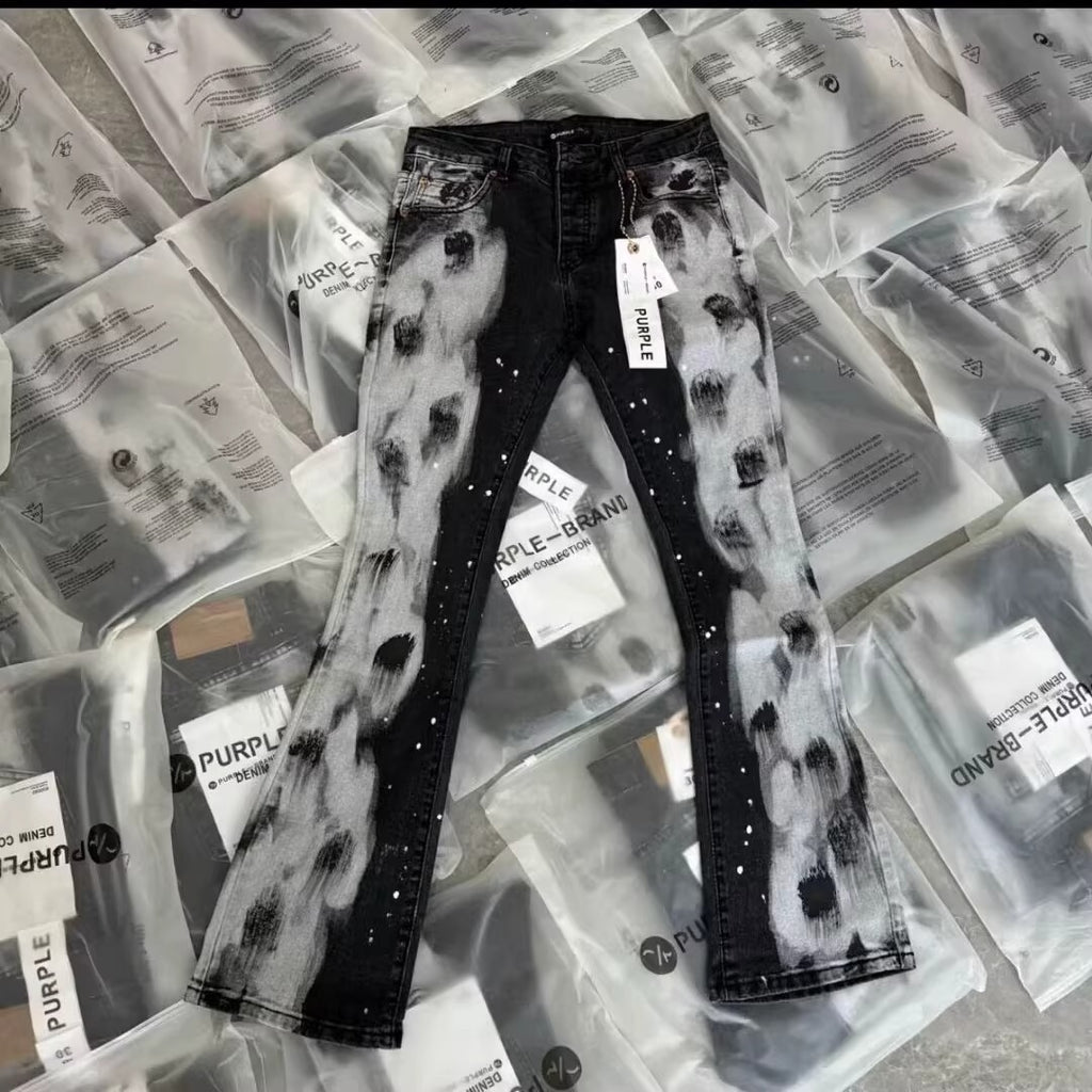 Pantalon de crayon mince d'arrivée avec un design d'Edgy splash-ink