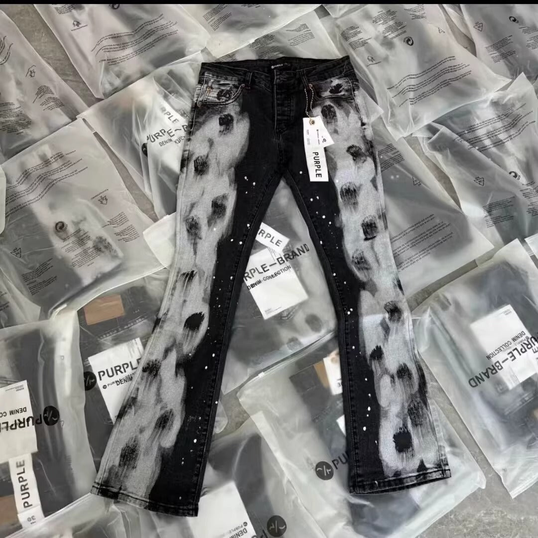 Pantalon de crayon mince d'arrivée avec un design d'Edgy splash-ink