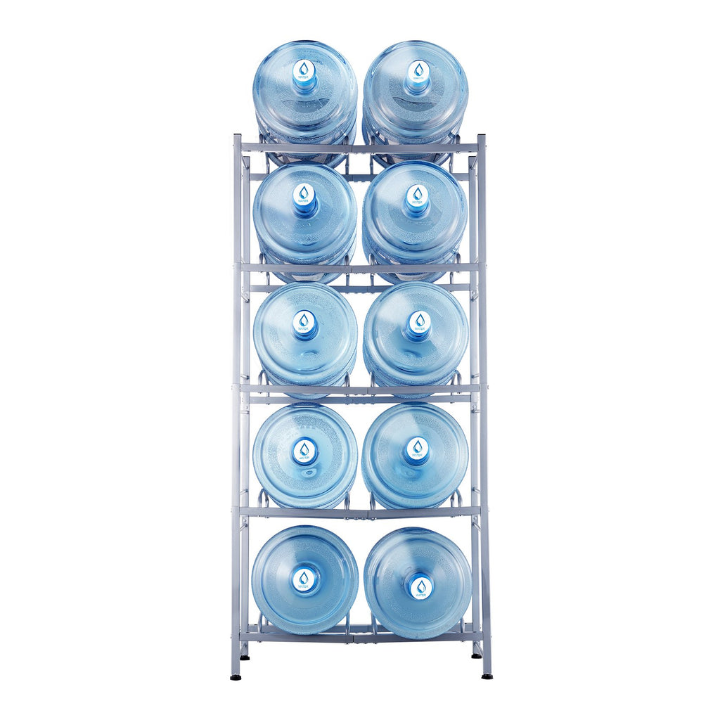 Porte-jupons d'eau VEVOR 5-Tier Rack à double rangée 10 bouteilles Argent Gris