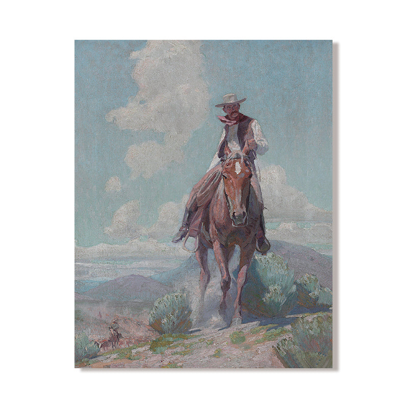 Accueil Mode Vintage Cowboy Portrait huile sur toile affiche