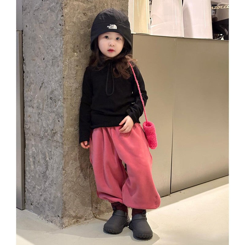 Girls Autumn and Winter Rose Red Sweatpants