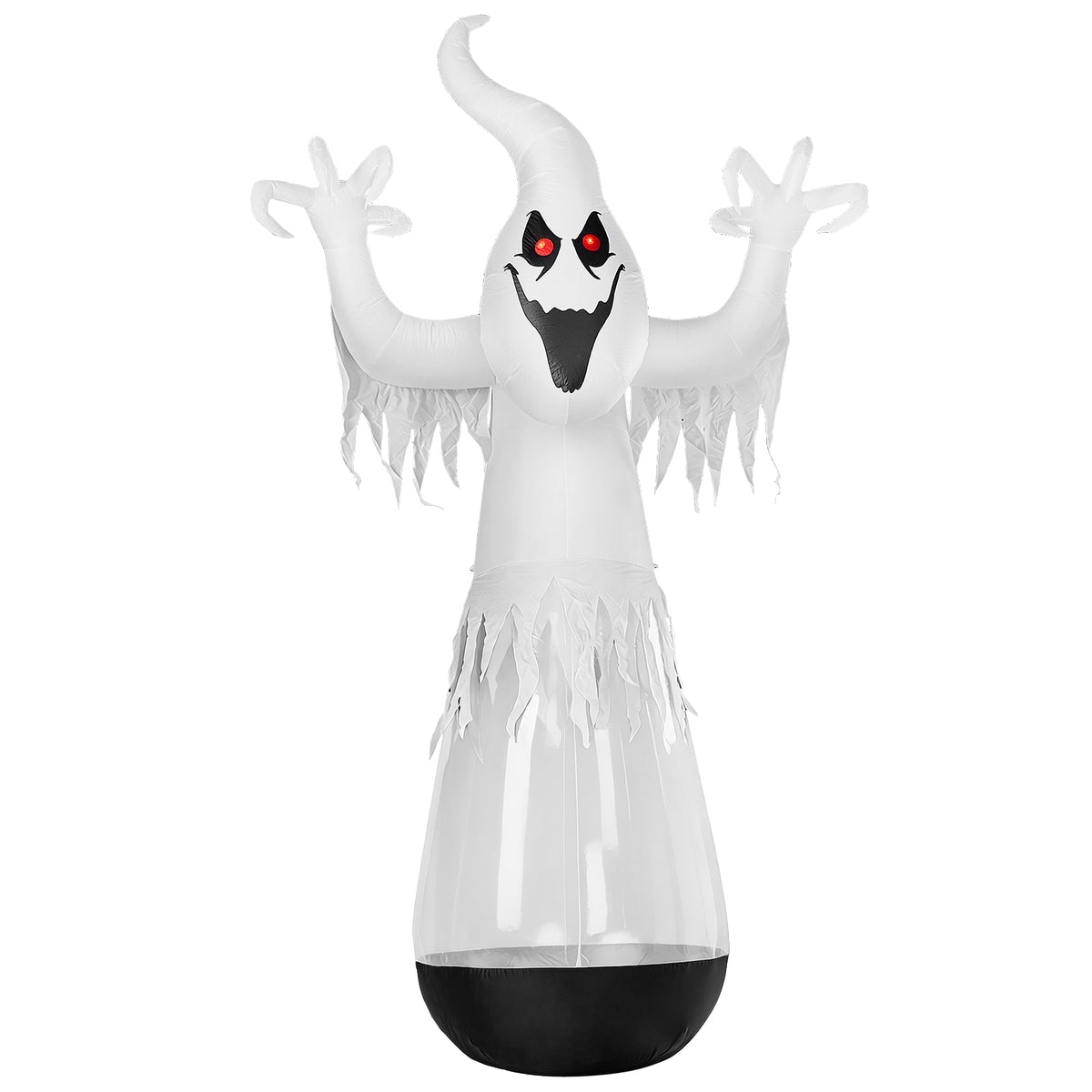 12 pieds gonflable Halloween Decor demi-corps PVC clair Fantôme blanc avec 2 lumières LED & 1 étrier