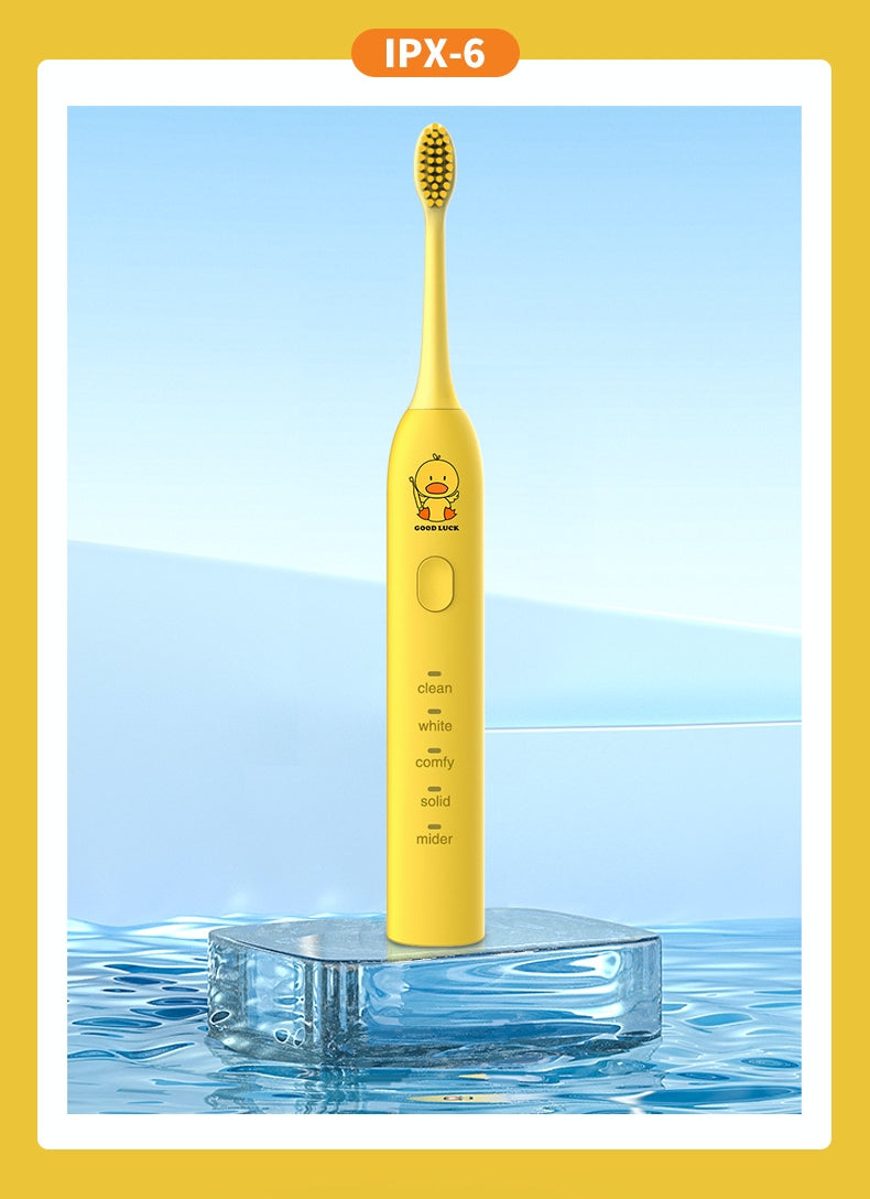 Petite brosse à dents jaune Canard rechargeable Mute brosse à dents électrique Soft Bristle Waterproof
