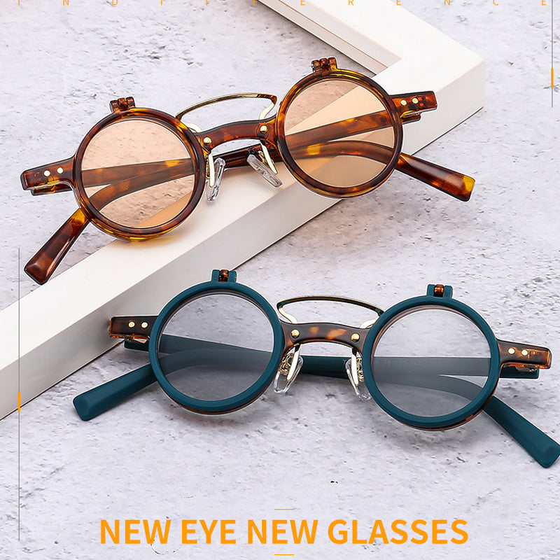 Lunettes de soleil Flip double couche à cadre rond