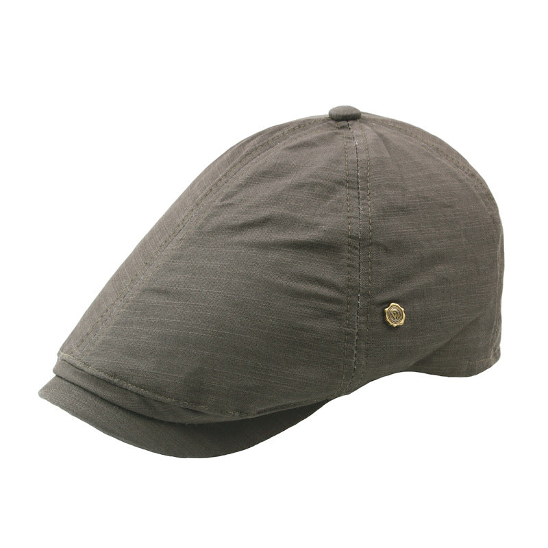 Plaid hommes plat Cap Retro W Bouton de cuivre Beret