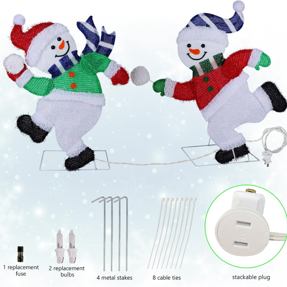 Set de 2 Décorations de Noël pour Snowmen Lighted