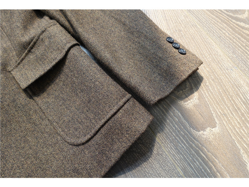 Style américain Vintage Herringbone Tweed lourd poids veste de travail en laine