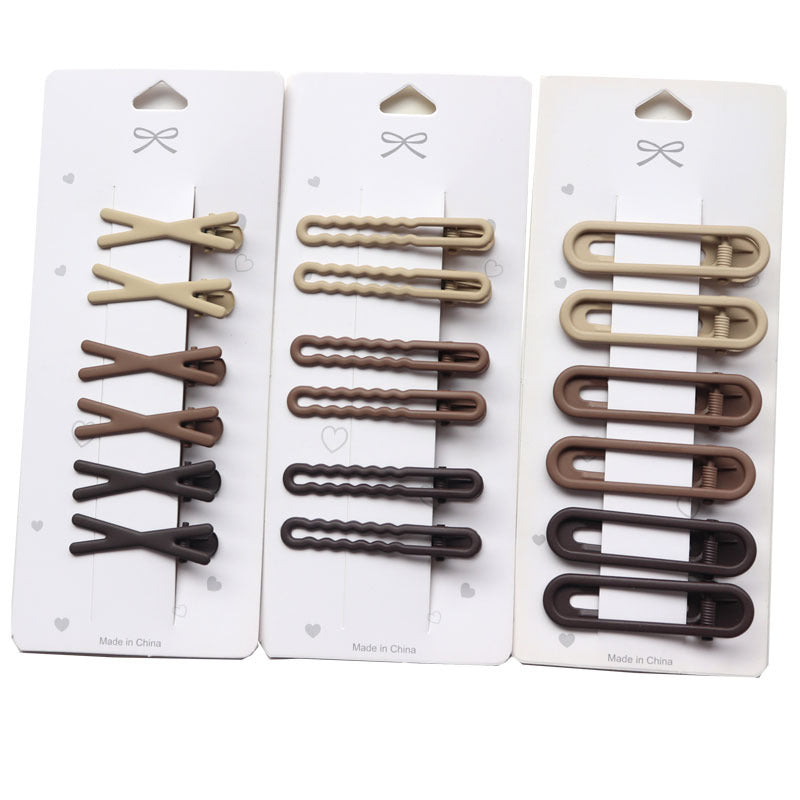 Coffee Color Series Barrettes Girl Side Clip Duckbill Clip Internet Célébrité