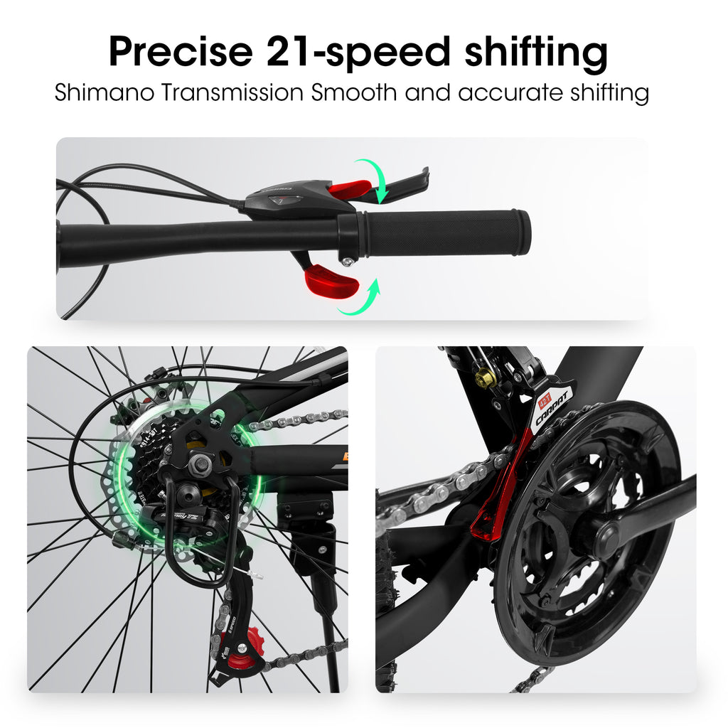 A26207 26 pouces Cadre en acier Shock Fork Plus Shock Absorber 21 vitesses Unisex Mountain Bike