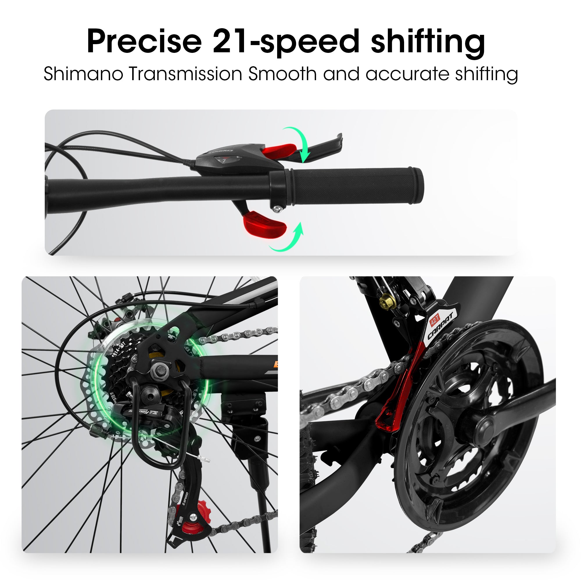 A26207 26 pouces Cadre en acier Shock Fork Plus Shock Absorber 21 vitesses Unisex Mountain Bike