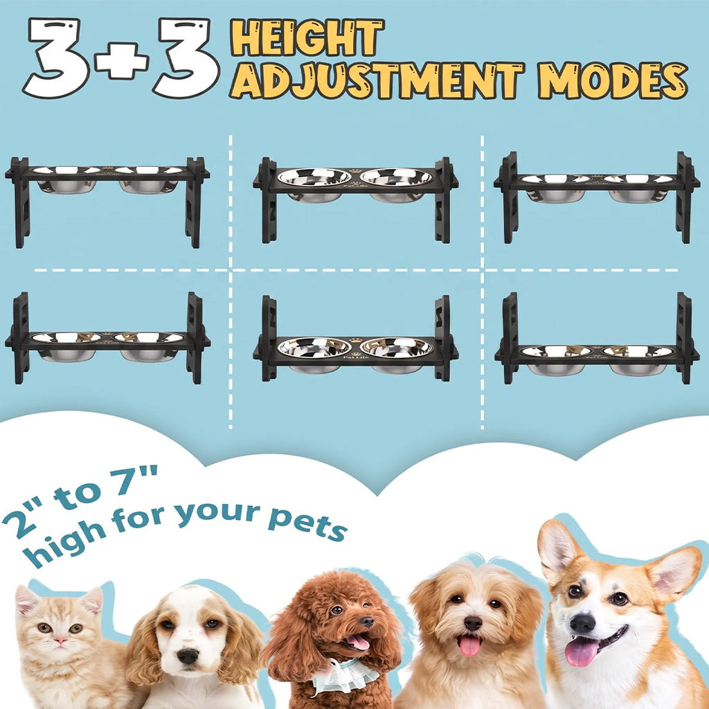Grand chien nourriture alimentation stand station en acier inoxydable à double montant bols