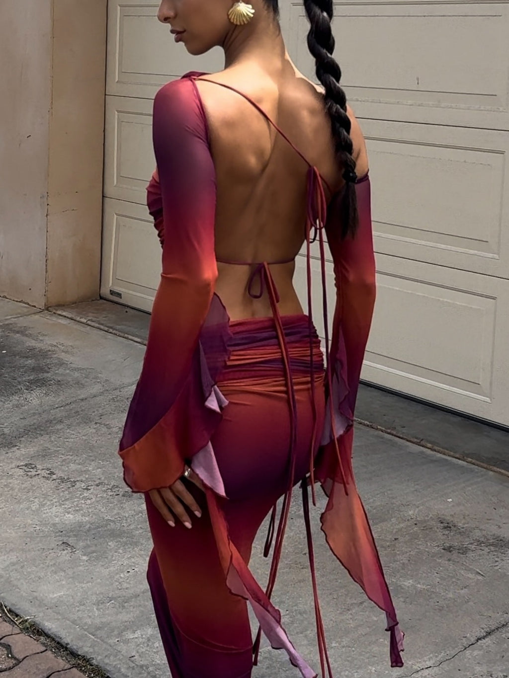 Women's Chic Pleated Backless Skirt Set