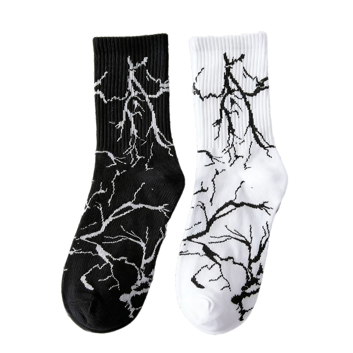 Style coréen Trendy Marque Unisexe Couple Graffiti Couleur bloquées Chaussettes mi-calf