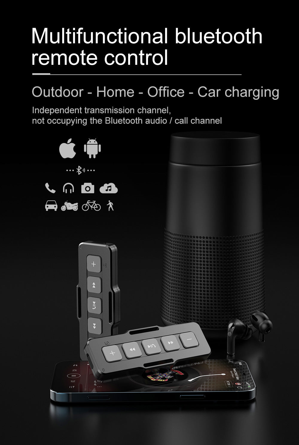 Bluetooth 50 voiture Bluetooth contrôleur moto télécommande Réponse accrocher téléphone