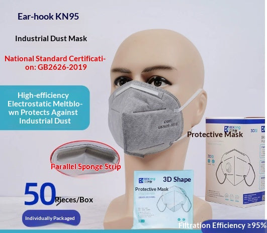 Masque KN95 de qualité industrielle anti-poussière emballé individuellement avec une bande d'éponge