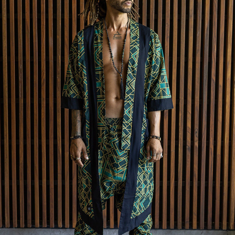 Manche courte Long Cardigan Matching Longueur cheville Pantalons bandés