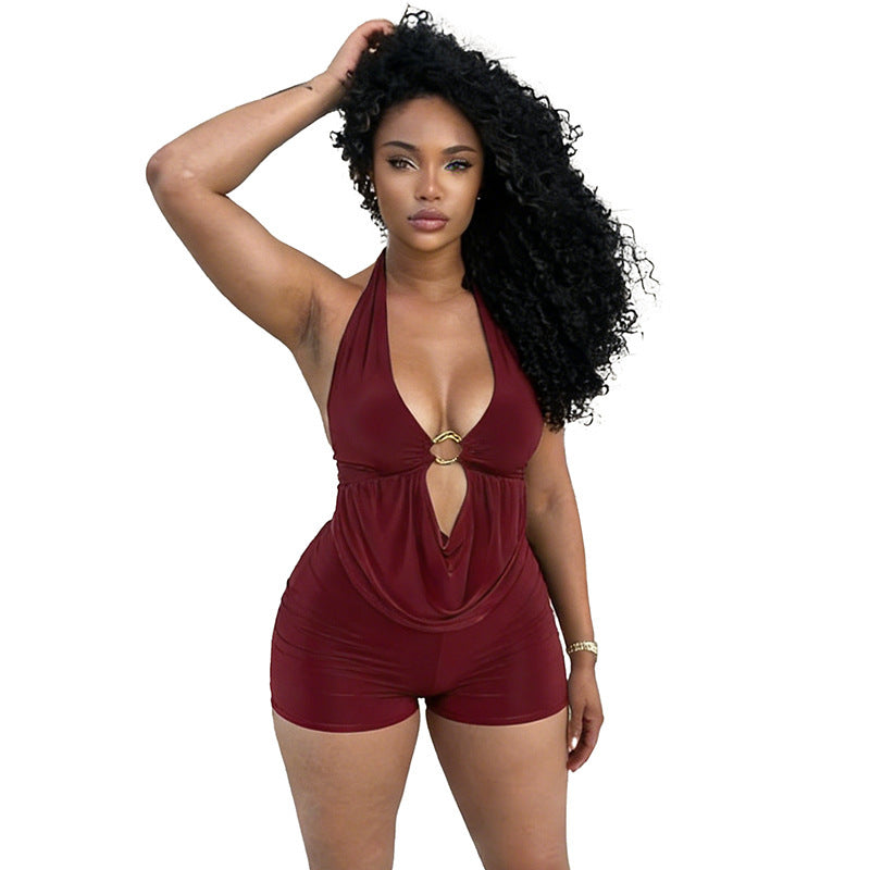 Solide-cou Sexy Chic Hotted Halterneck Short une pièce