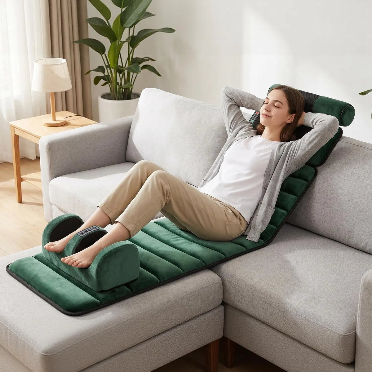 Pad de massage corps complet avec des masseurs Shiatsu cou et pieds séparables