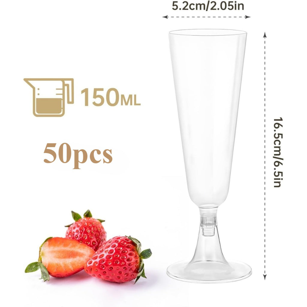 50 verres de Champagne en plastique transparent - Verres de Champagne pour fêtes et événements - Pratique 5