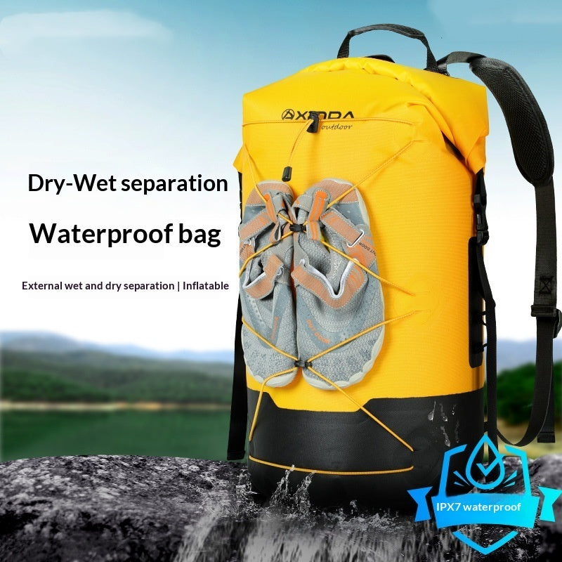 Outdoor backpack with IPX7 wet/dry compartment