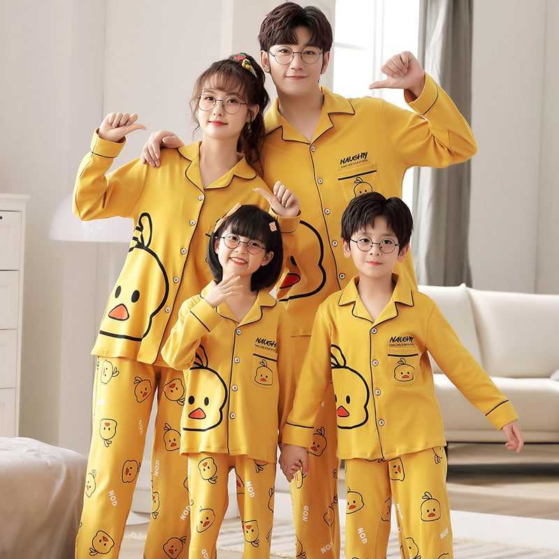 Coton Parent-enfant Pyjama Printemps et Automne Longue Manche Style mince