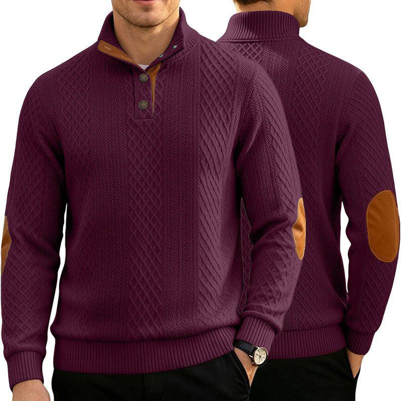 Homme Jacquard Col rond Chandail à manches longues