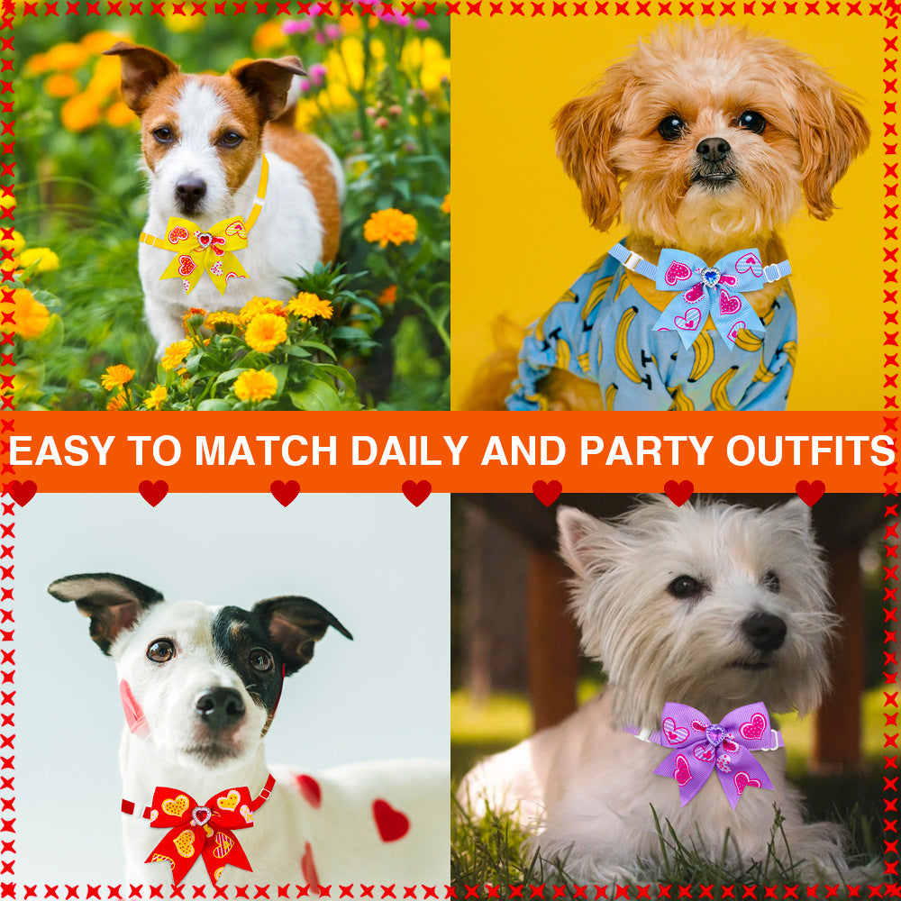 Animaux de compagnie Love Diamond Bow Tie Bow Accessoires