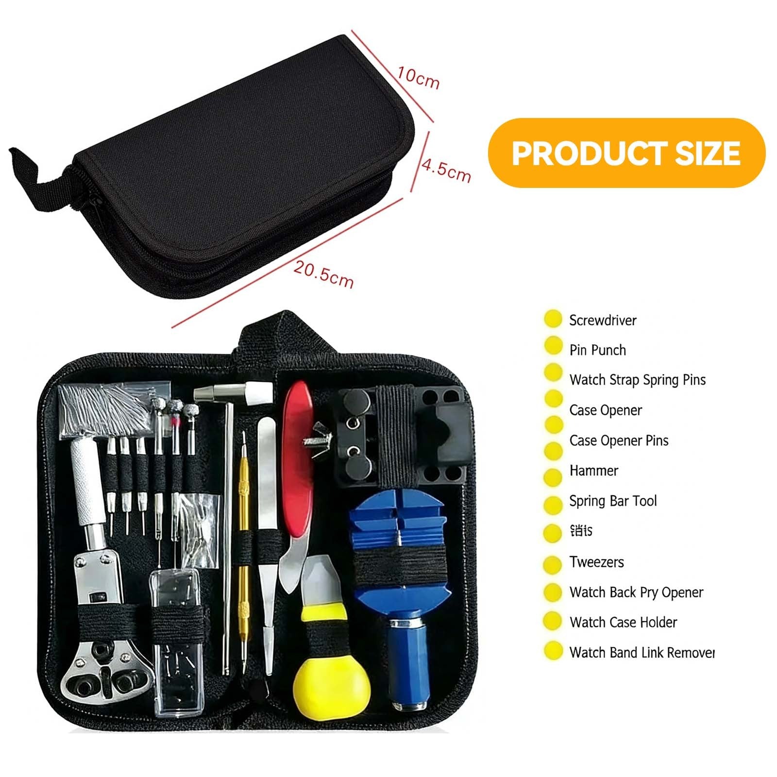 147PCS Kit d'outils de réparation de montres Déchiqueteuse de cas de retour Spring Pin Bars Watchmaker