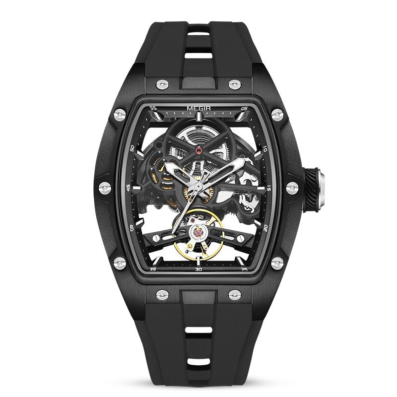 Homme en acier inoxydable Shell automatique Hollow Montre mécanique