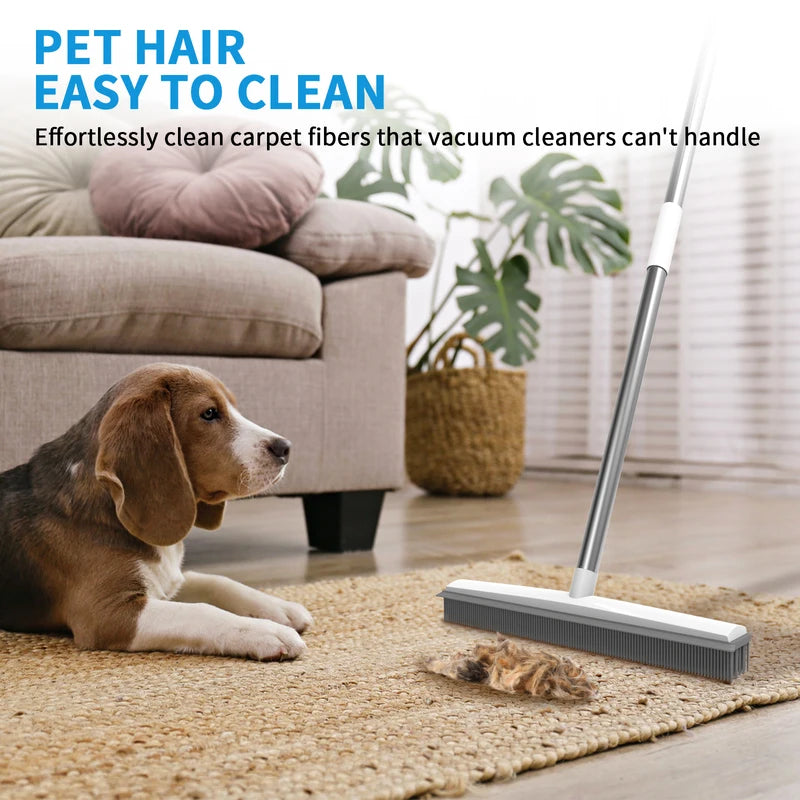 2-in-1 rubber broom and squeegee brush
