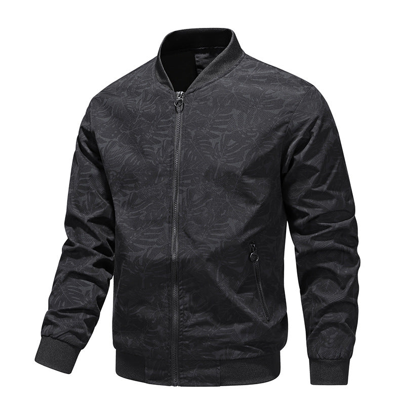 La veste de printemps et d'automne pour homme simple tissu de sac à fermeture éclair en manteau de jeunesse