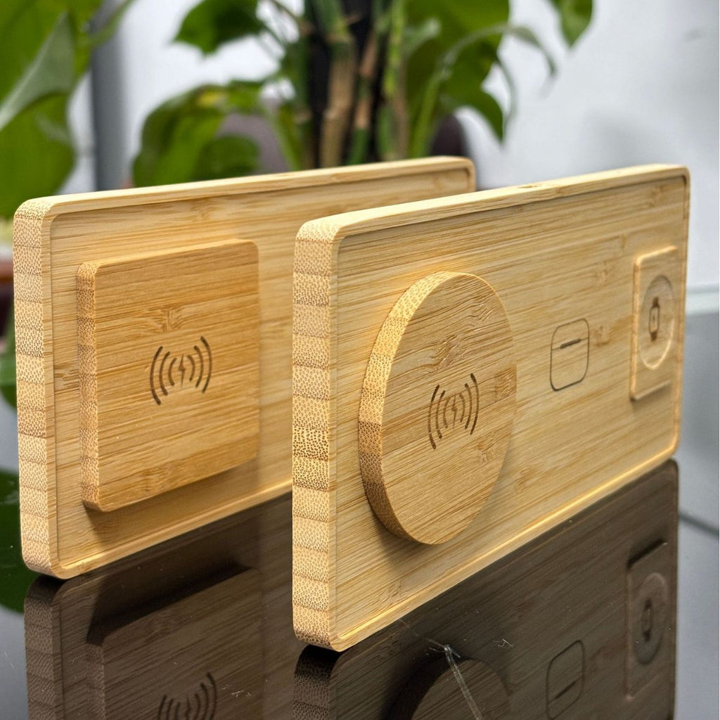 Support de recharge rapide sans fil en bambou et en bois