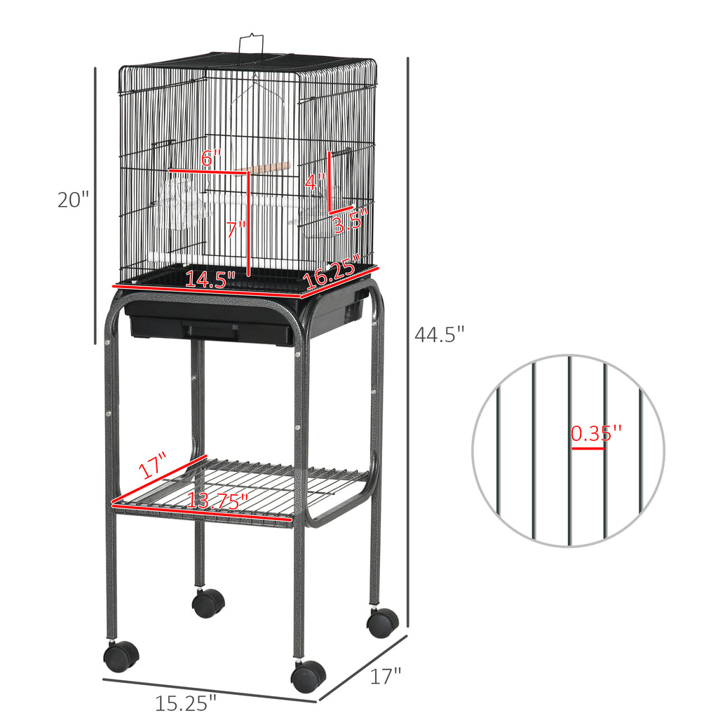 Cage d'oiseau intérieur en métal de 45 pouces