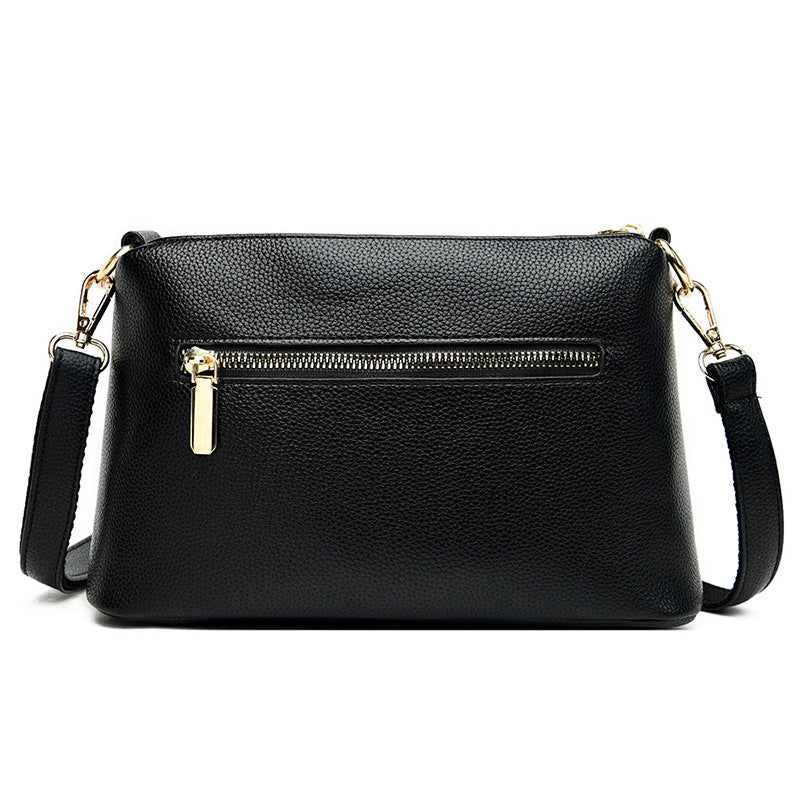 Trendy Trois poches Mini carré épaule croix corps Soft-cuir