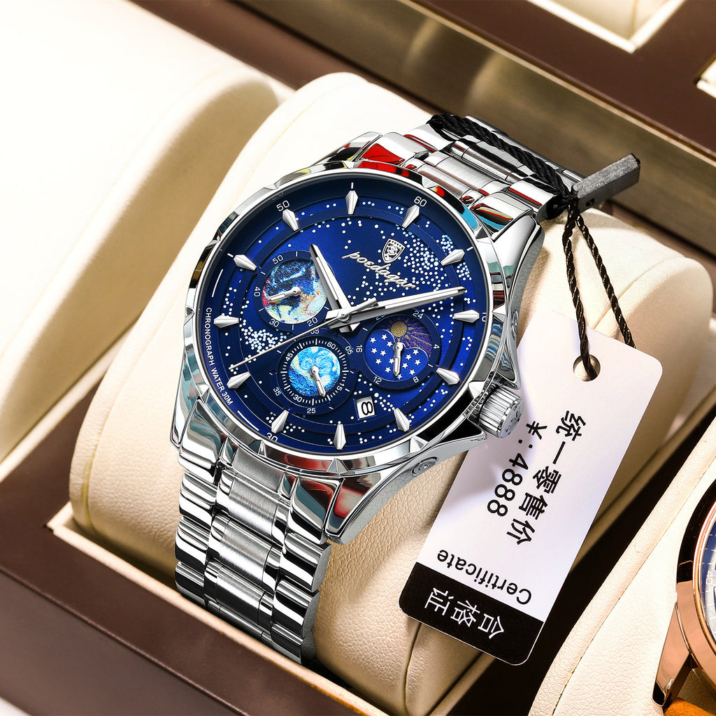 Montres à quartz multifonctions pour hommes lumineux