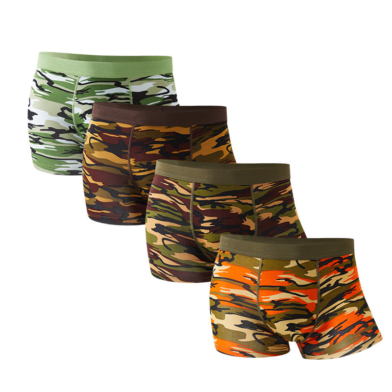 Sous-vêtements pour hommes Camouflage Boxers respirants modaux Boxers imprimés de taille moyenne