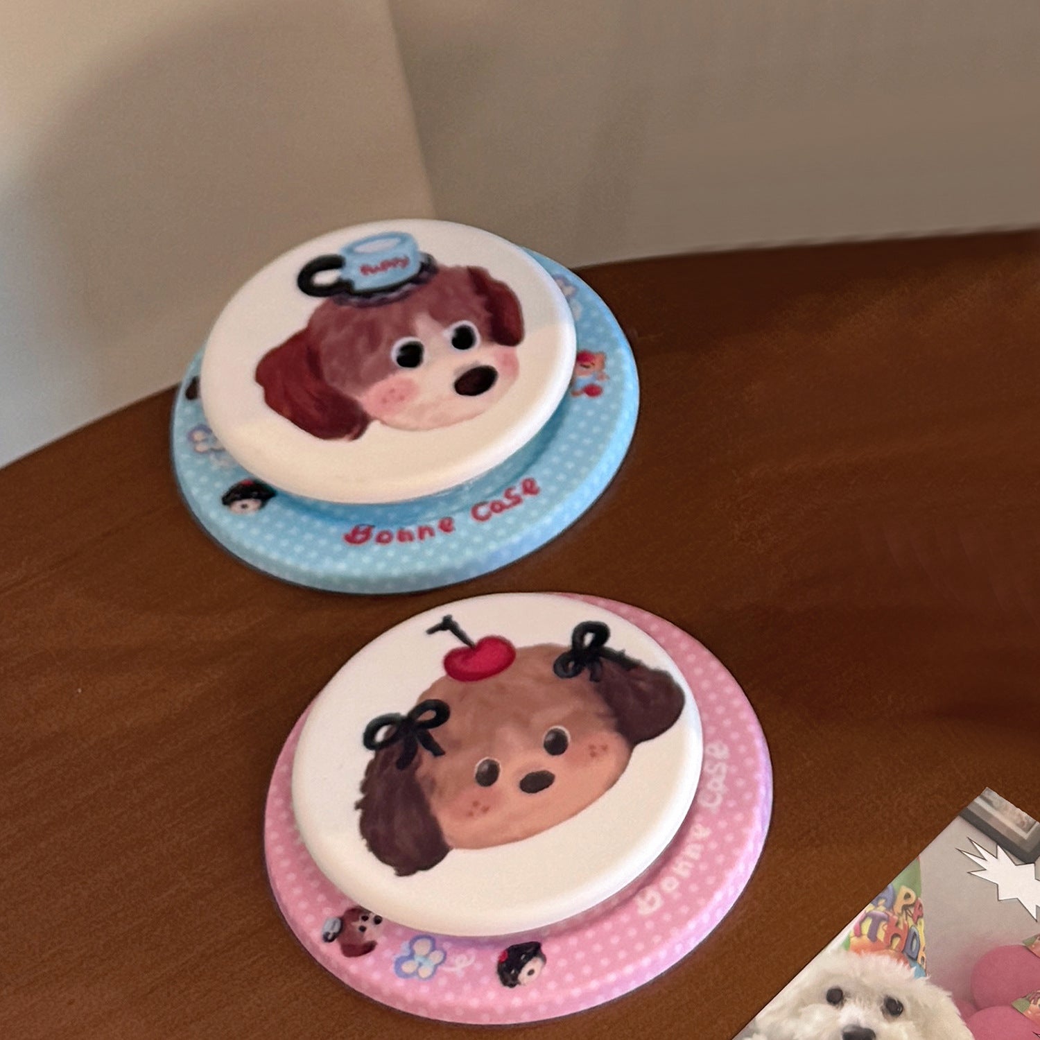 Peinture à l'huile Puppy Cartoon Compatible avec MagSafe Porte magnétique