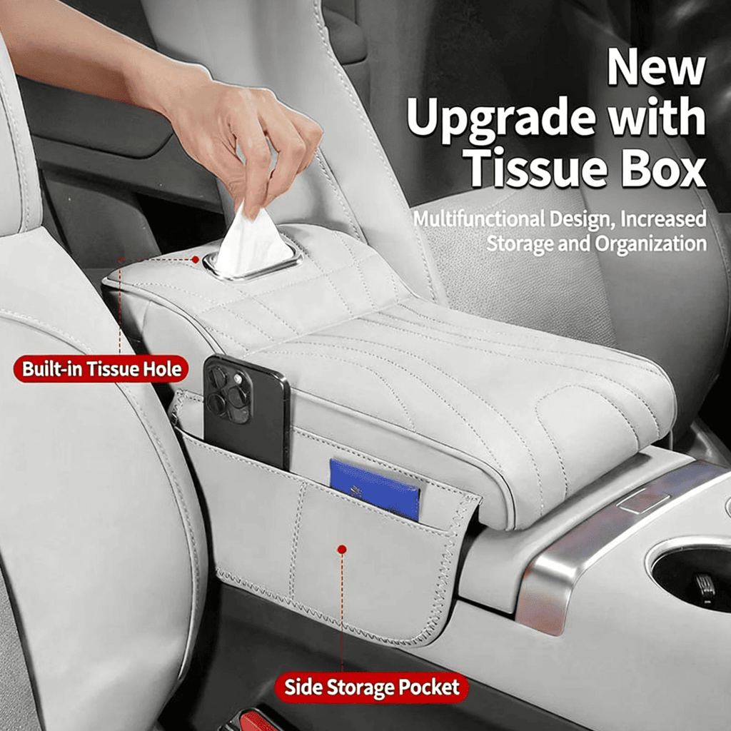 Couverture d'accoudoir de Console de centre de voiture avec boîte de tissu et supports de double tasse