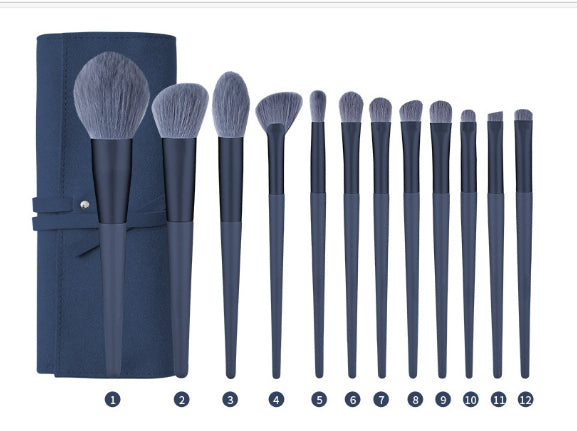 Set de brosse de maquillage 12 pièces avec 4 couleurs et un sac de maquillage