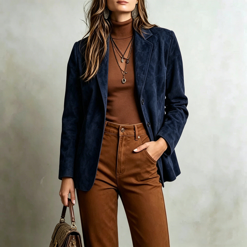 Femme Elégant Veste de velours vintage Suede