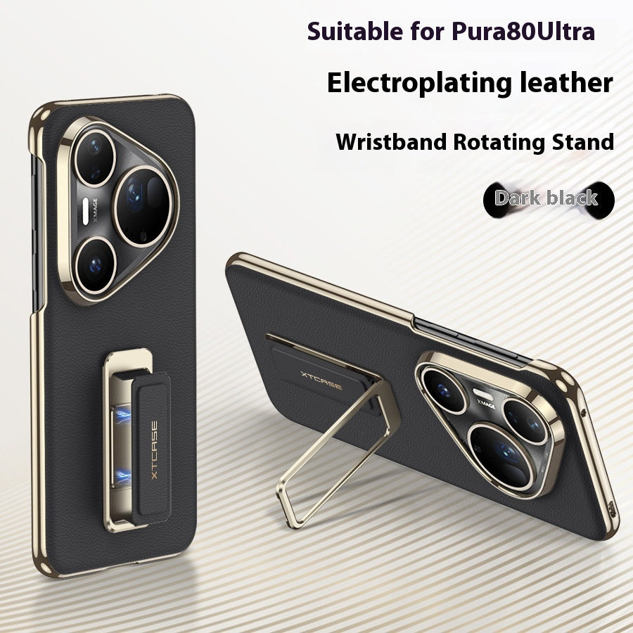 Convient pour Pura80Ultra étui de téléphone en cuir uni Bracelet de boucle rotative