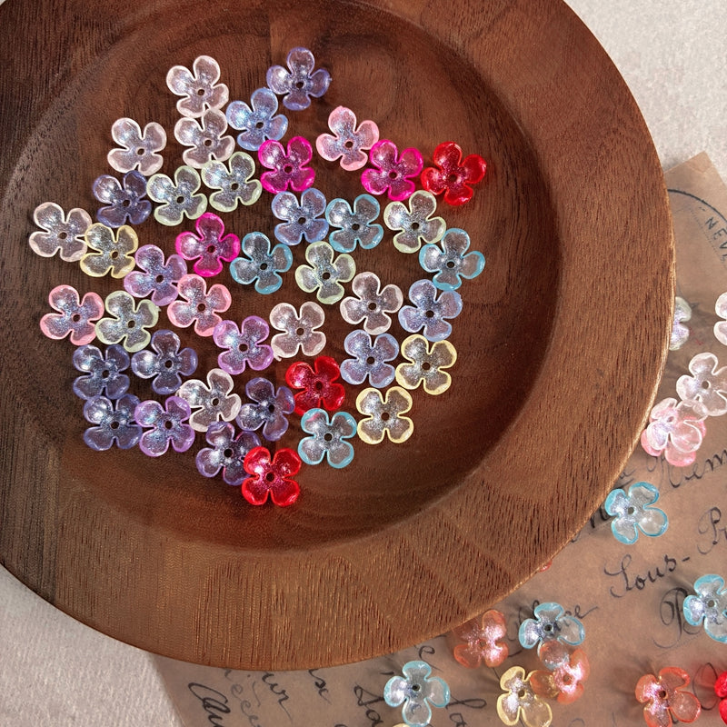Perles de fleurs acryliques 4-Petal avec fines paillettes