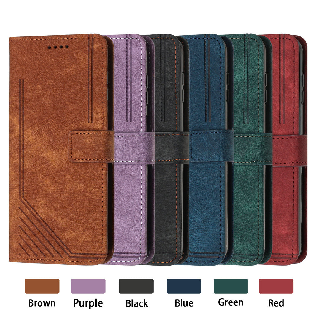 Boîtier en cuir Peau Carte rayée Frosted Porte-corps Corde