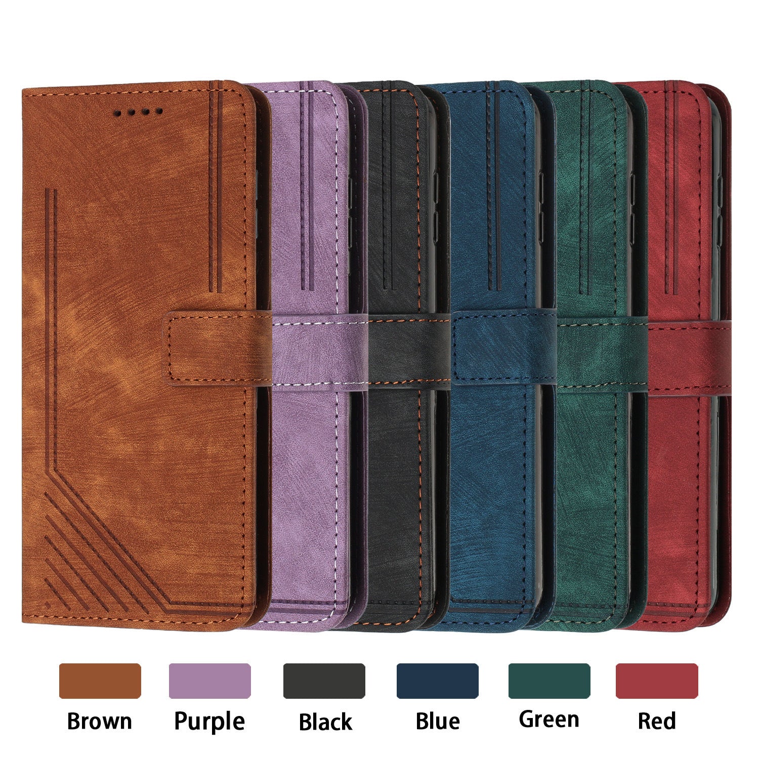 Boîtier en cuir Peau Carte rayée Frosted Porte-corps Corde