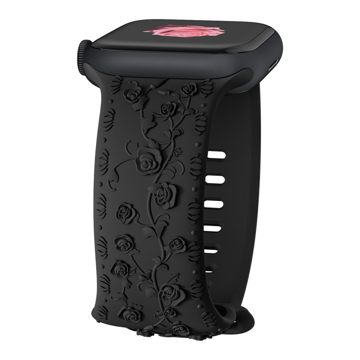 Bracelet de montre en silicone rose embossé