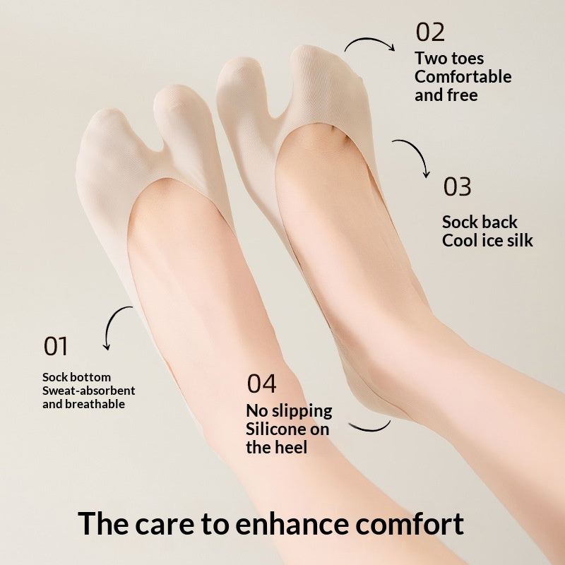 Chaussettes à deux orteils à faible coupe, absorbant la sueur invisible et désodorisant