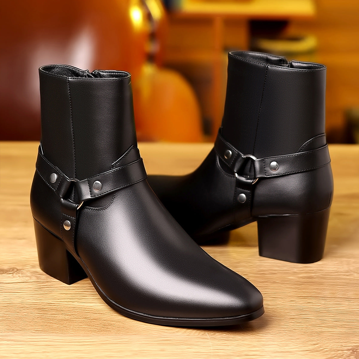 Bottes masculines pointues de style britannique mode